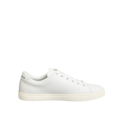 Dolce & Gabbana White Leather Sacre Heart Patch Sneakers  Shoes