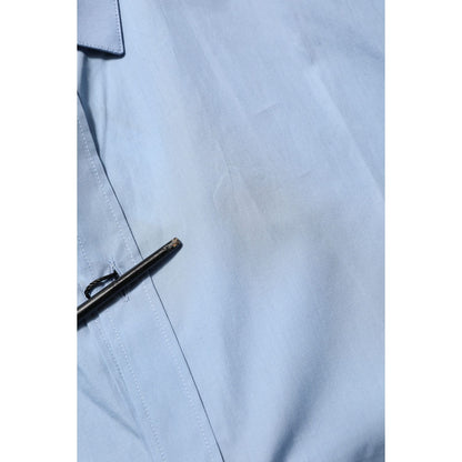 Dolce & Gabbana Blue Cotton Collared GOLD Formal Dress Shirt