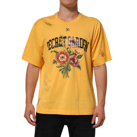 Dolce & Gabbana Yellow Secret Graden Floral Cotton CrewNeck T-shirt 1728,67345645728,Clothing,Dolce & Gabbana,IT50 | L,IT52 | XL,Material: 100% Cotton,Men,New with tags,Pattern - Shirts - Clothing,Shirts - Clothing,Shortsleeve - Shirts - Clothing,T-Shirts