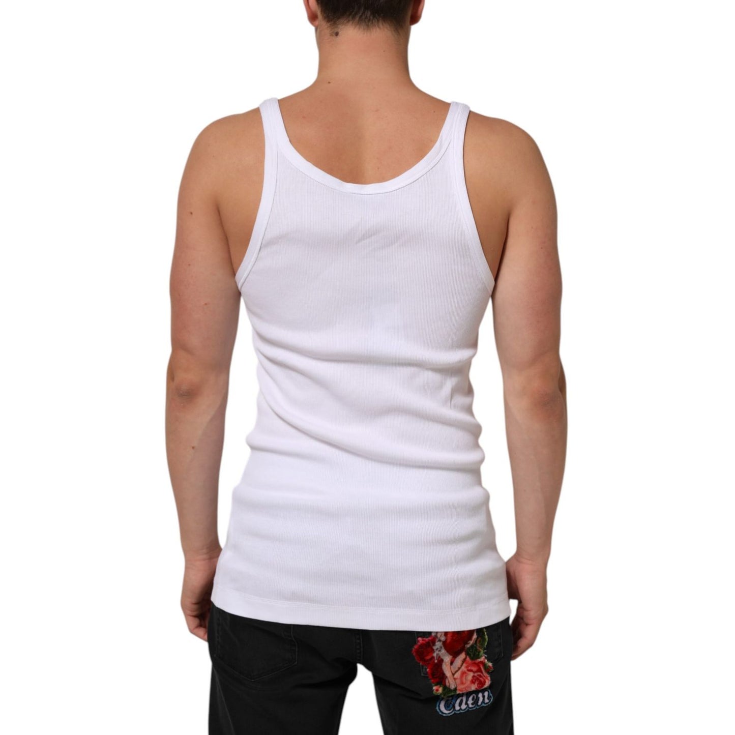 Dolce & Gabbana White Sleeveless Round Neck Tank Top T-shirt