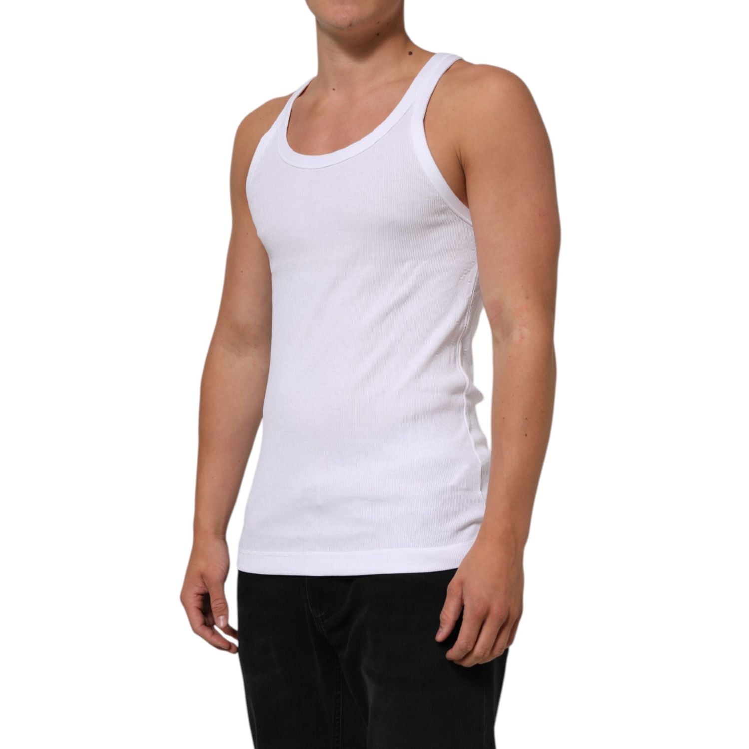 Dolce & Gabbana White Sleeveless Round Neck Tank Top T-shirt