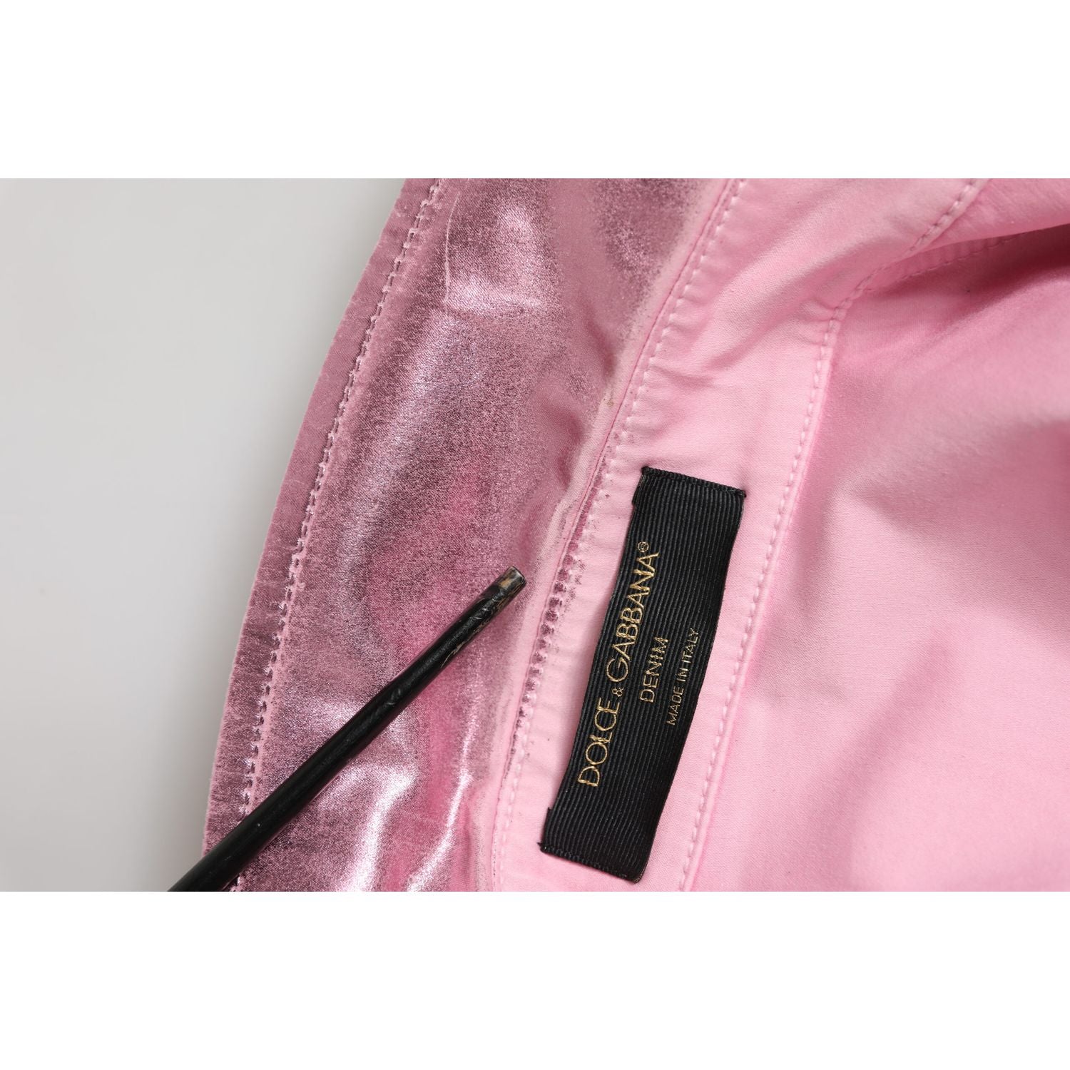 Dolce & Gabbana Pink Cotton Stretch Collared Cropped Jacket