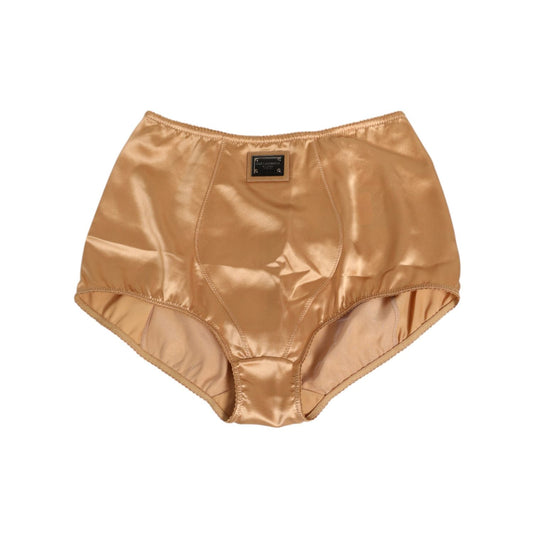 Dolce & Gabbana Beige Silk Stretch High Waist Girdle Underwear Dolce & Gabbana