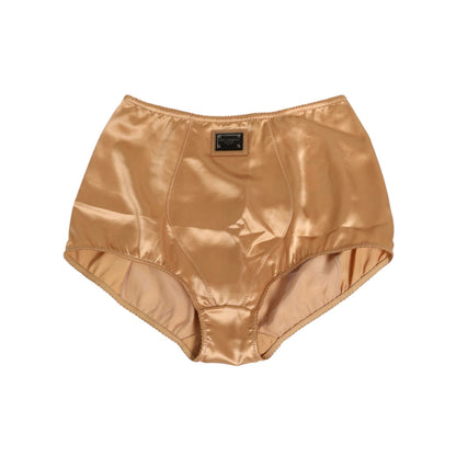 Dolce & Gabbana Beige Silk Stretch High Waist Girdle Underwear