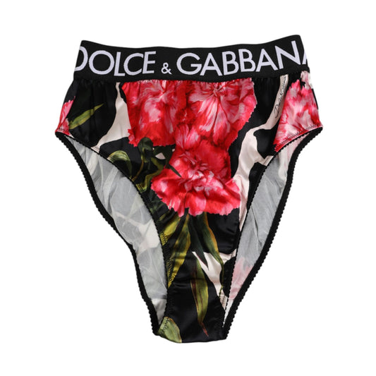 Dolce & Gabbana Black Floral Print High Waist Panty Underwear Dolce & Gabbana