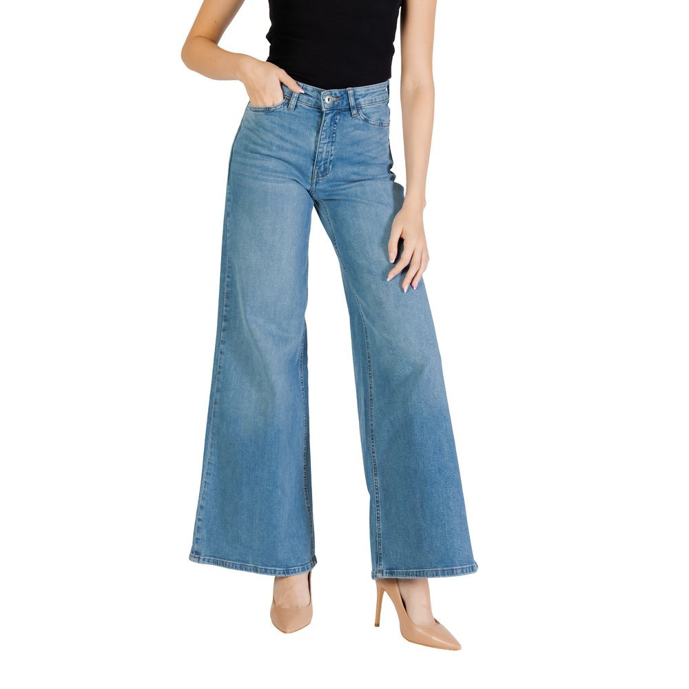 ICHI Light Blue Cotton Bootcut Jeans