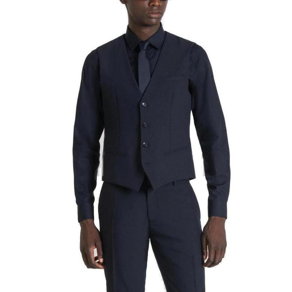 Antony Morato Blue Polyester Waistcoat 1728,71956299936,Antony Morato,Blue,Clothing,IT44 | XS,IT50 | L,IT54 | XXL,Men,New with tags,Suits & Blazers - Clothing,Waistcoats - Suits & Blazers - Clothing