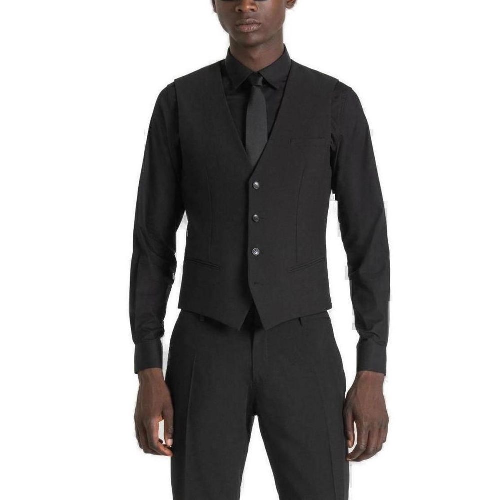 Antony Morato Black Polyester Waistcoat 1728,71956299936,Antony Morato,Black,Clothing,IT44 | XS,IT46 | S,IT52 | XL,Men,New with tags,Suits & Blazers - Clothing,Waistcoats - Suits & Blazers - Clothing