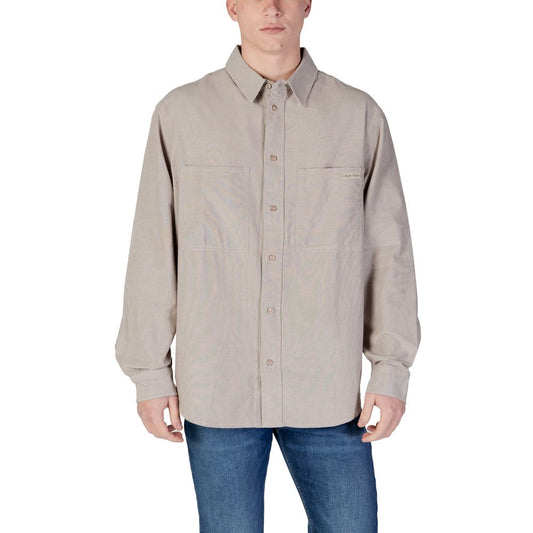 Calvin Klein Jeans Beige Recycled Cotton Shirt Calvin Klein Jeans