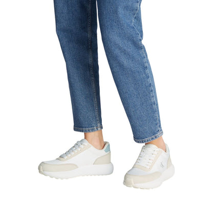 Calvin Klein Jeans Beige Leather Athletic Sneakers