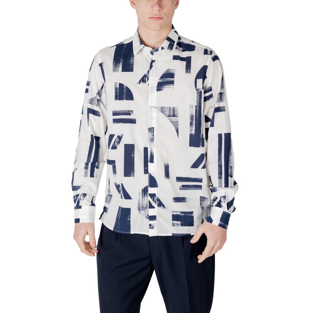 Antony Morato Blue Viscose Pattern Shirt