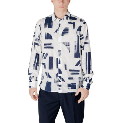 Antony Morato Blue Viscose Pattern Shirt