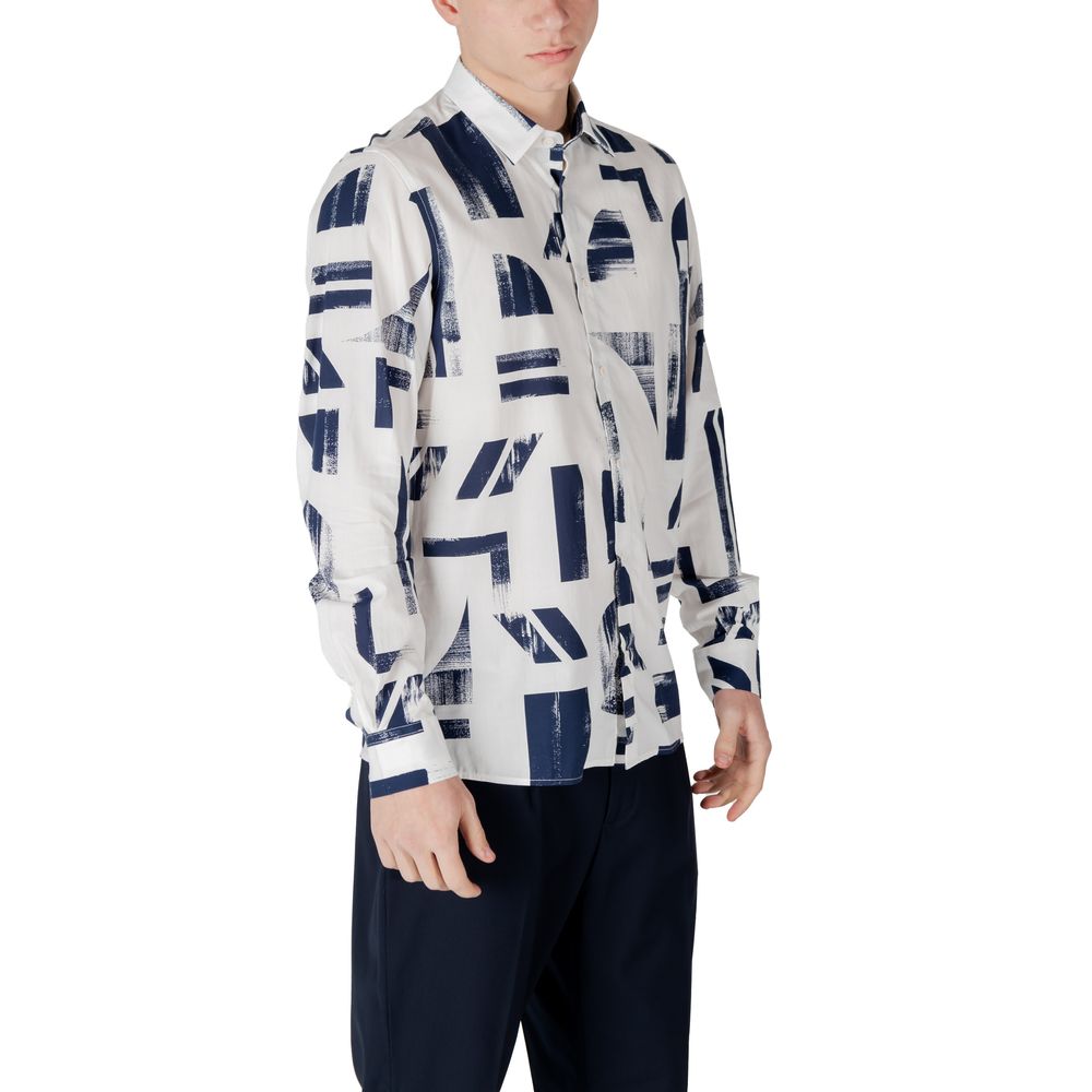 Antony Morato Blue Viscose Pattern Shirt