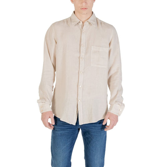 Hugo Boss Beige Linen Shirt 1728,71956299936,Beige,Clothing,Hugo Boss,IT44 | S,Men,New with tags,Shirts - Clothing