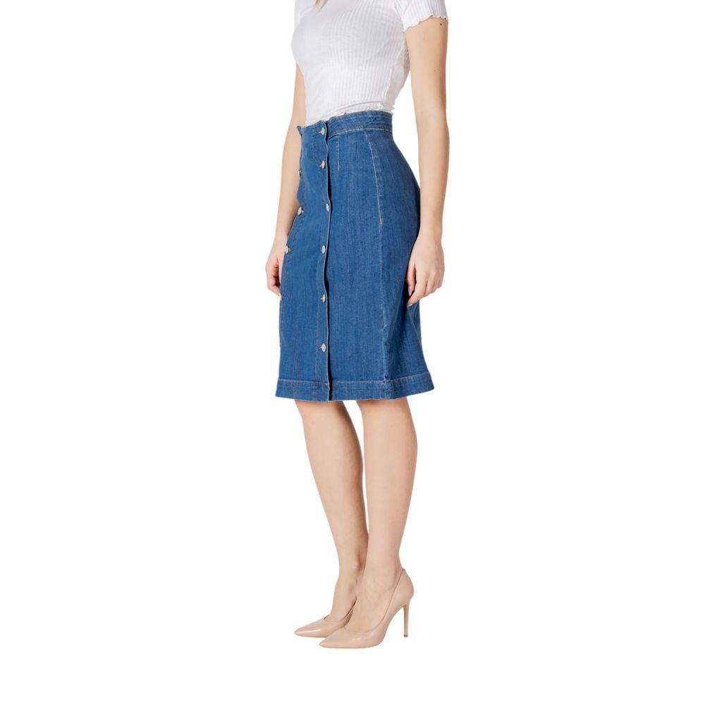 ICHI Blue Cotton Long Skirt 1728,71956299936,Blue,Clothing,ICHI,IT40|S,IT44|L,Long - Skirts - Clothing,New with tags,Skirts - Clothing,Women