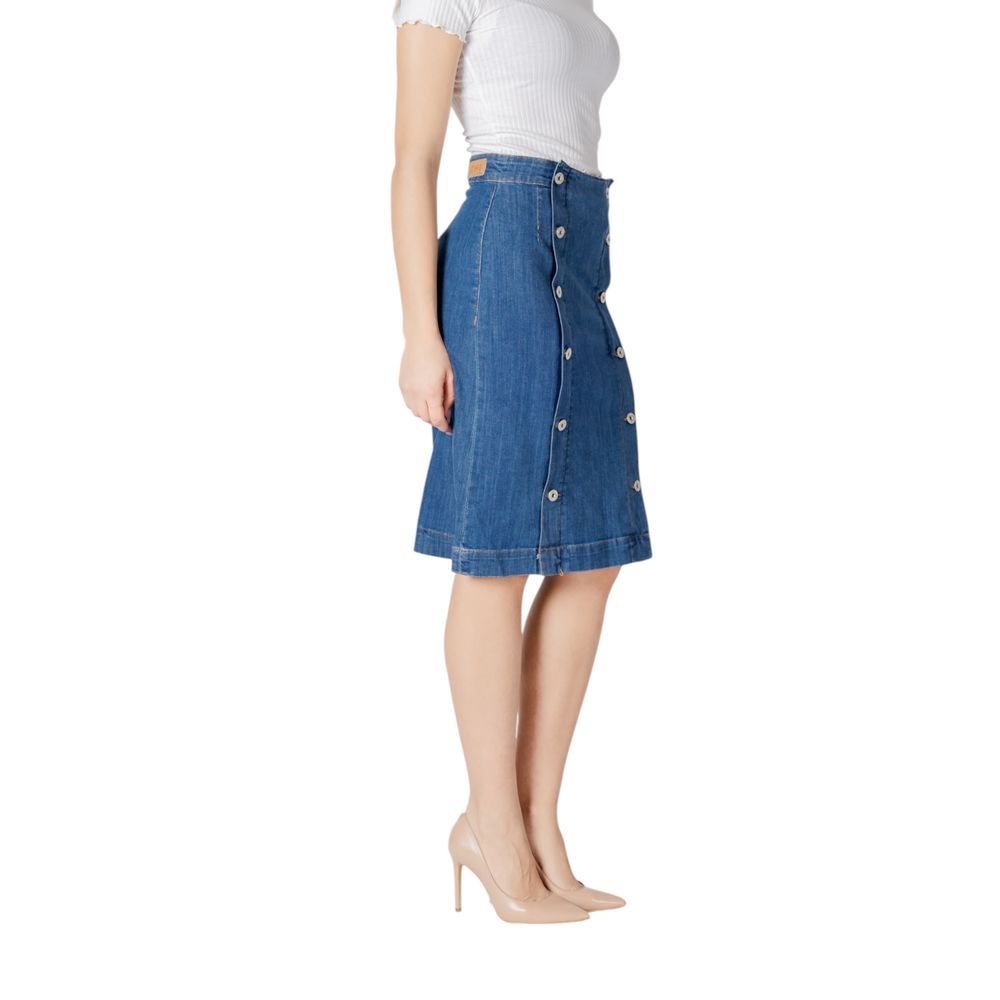 ICHI Blue Cotton Long Skirt 1728,71956299936,Blue,Clothing,ICHI,IT40|S,IT44|L,Long - Skirts - Clothing,New with tags,Skirts - Clothing,Women