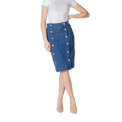 ICHI Blue Cotton Long Skirt 1728,71956299936,Blue,Clothing,ICHI,IT40|S,IT44|L,Long - Skirts - Clothing,New with tags,Skirts - Clothing,Women