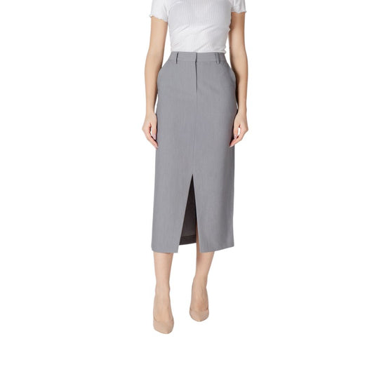 ICHI Gray Polyester Long Skirt 1728,34 | XXS,71956299936,Clothing,Gray,ICHI,IT38|XS,IT40|S,IT42|M,IT44|L,Long - Skirts - Clothing,New with tags,Skirts - Clothing,Women