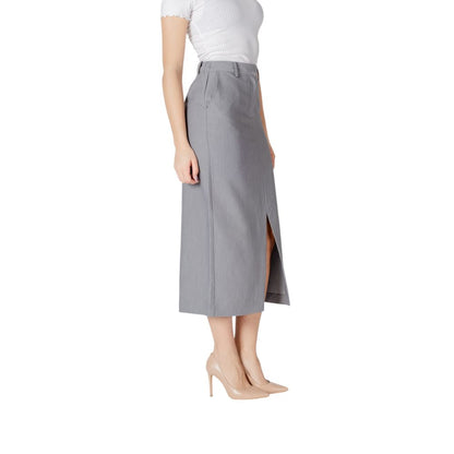 ICHI Gray Polyester Long Skirt 1728,34 | XXS,71956299936,Clothing,Gray,ICHI,IT38|XS,IT40|S,IT42|M,IT44|L,Long - Skirts - Clothing,New with tags,Skirts - Clothing,Women