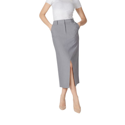 ICHI Gray Polyester Long Skirt 1728,34 | XXS,71956299936,Clothing,Gray,ICHI,IT38|XS,IT40|S,IT42|M,IT44|L,Long - Skirts - Clothing,New with tags,Skirts - Clothing,Women