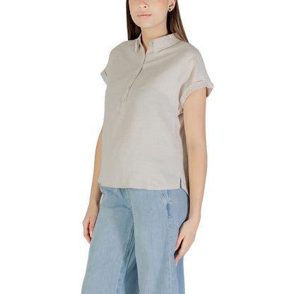 Street One Beige Linen Blouse 1728,71956299936,Beige,Blouses - Shirts - Clothing,Clothing,IT44|L,New with tags,Shirts - Clothing,Street One,Women
