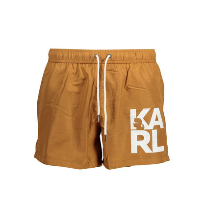 Karl Lagerfeld Marrone Polyester Men Swim Boxer