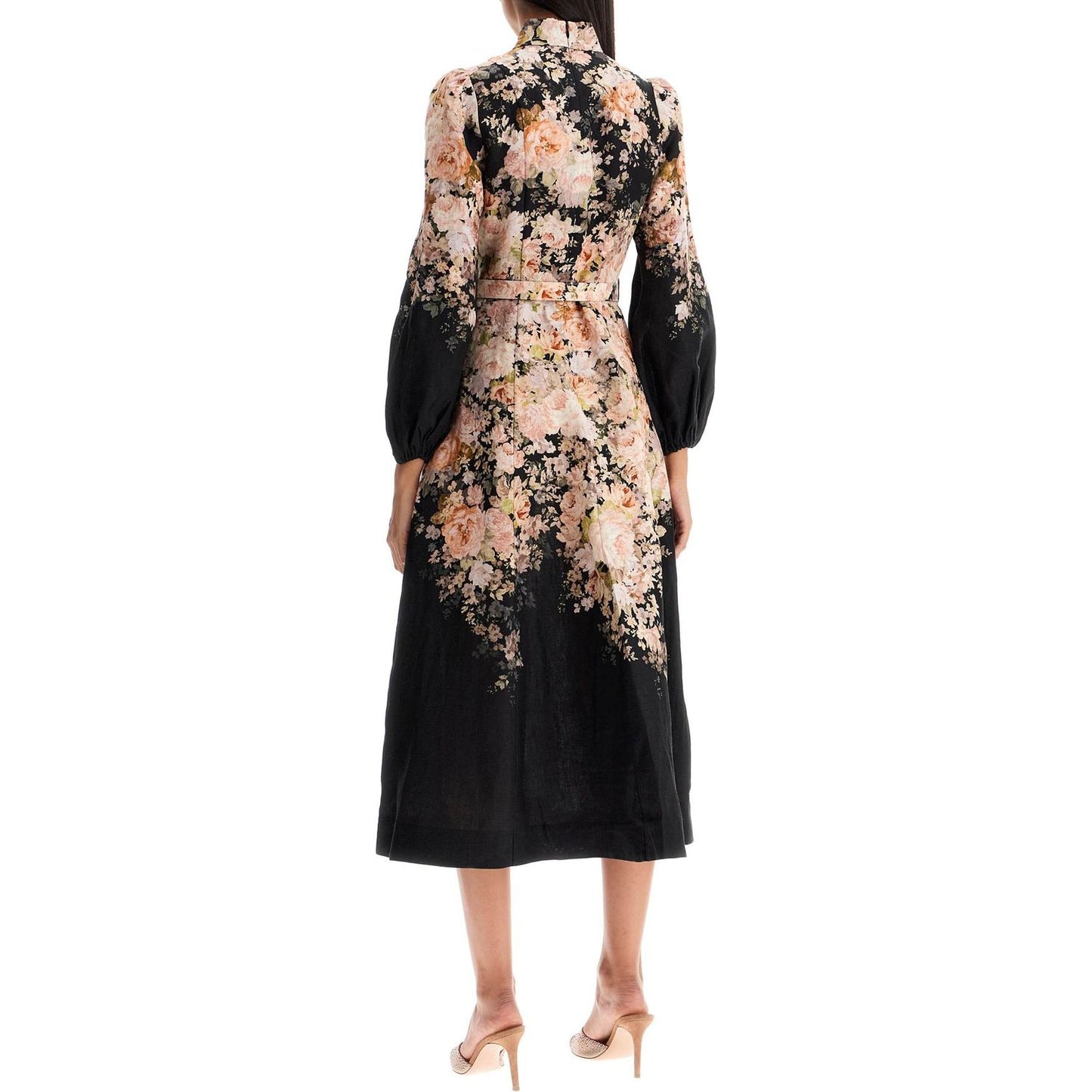 Zimmermann 'floral print linen midi dress with Dresses Zimmermann