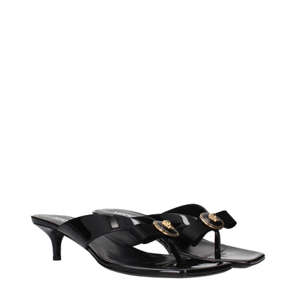 Versace Black Leather Stiletto Heel Sandals
