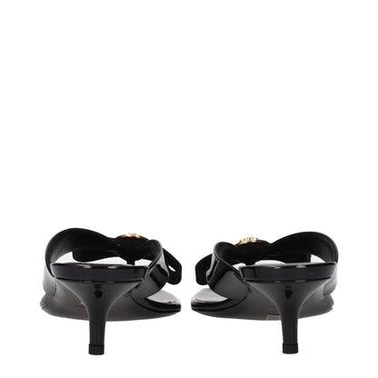 Versace Black Leather Stiletto Heel Sandals
