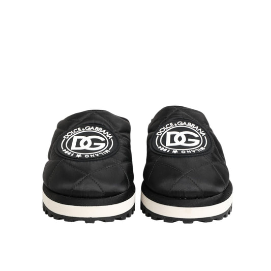 Dolce & Gabbana Black Nylon Low Top Slip On Sneaker Shoes