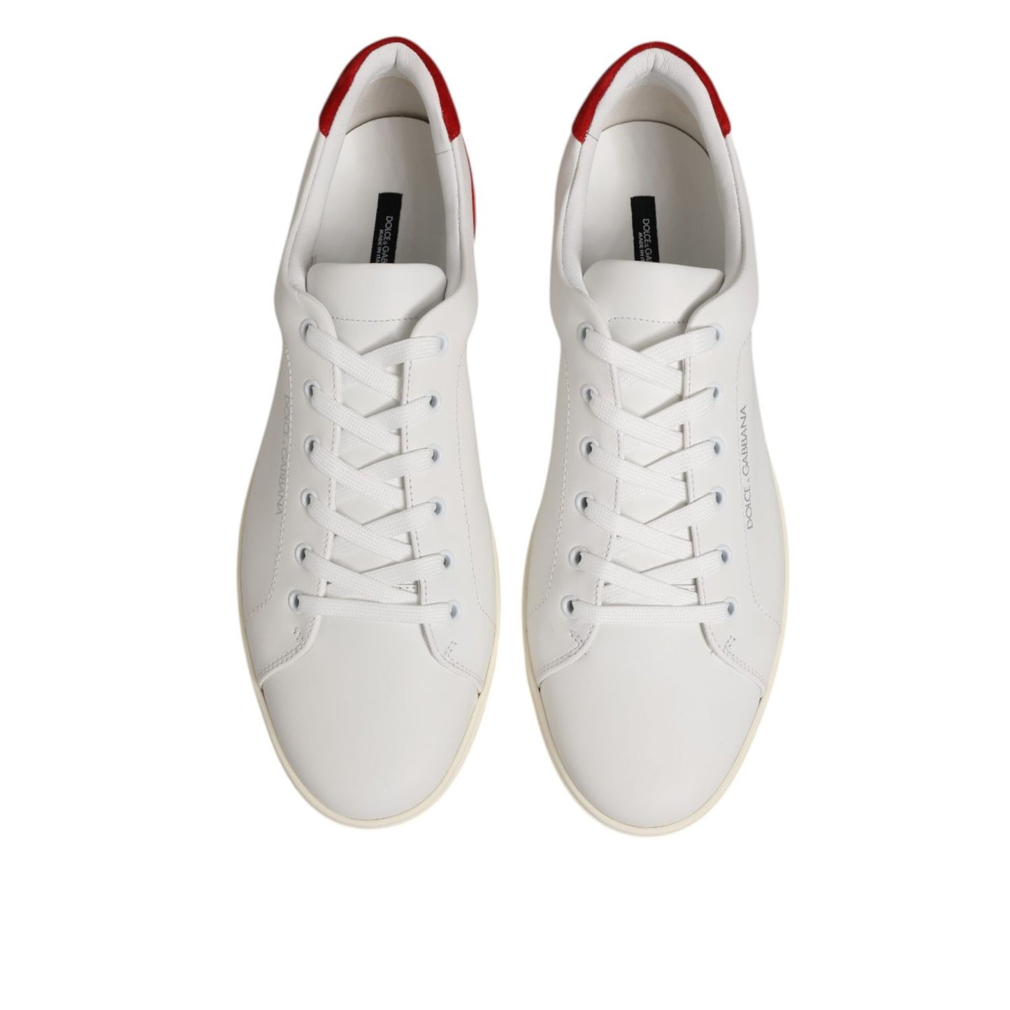 Dolce & Gabbana White Red Leather Low Top Men Sneakers Shoes