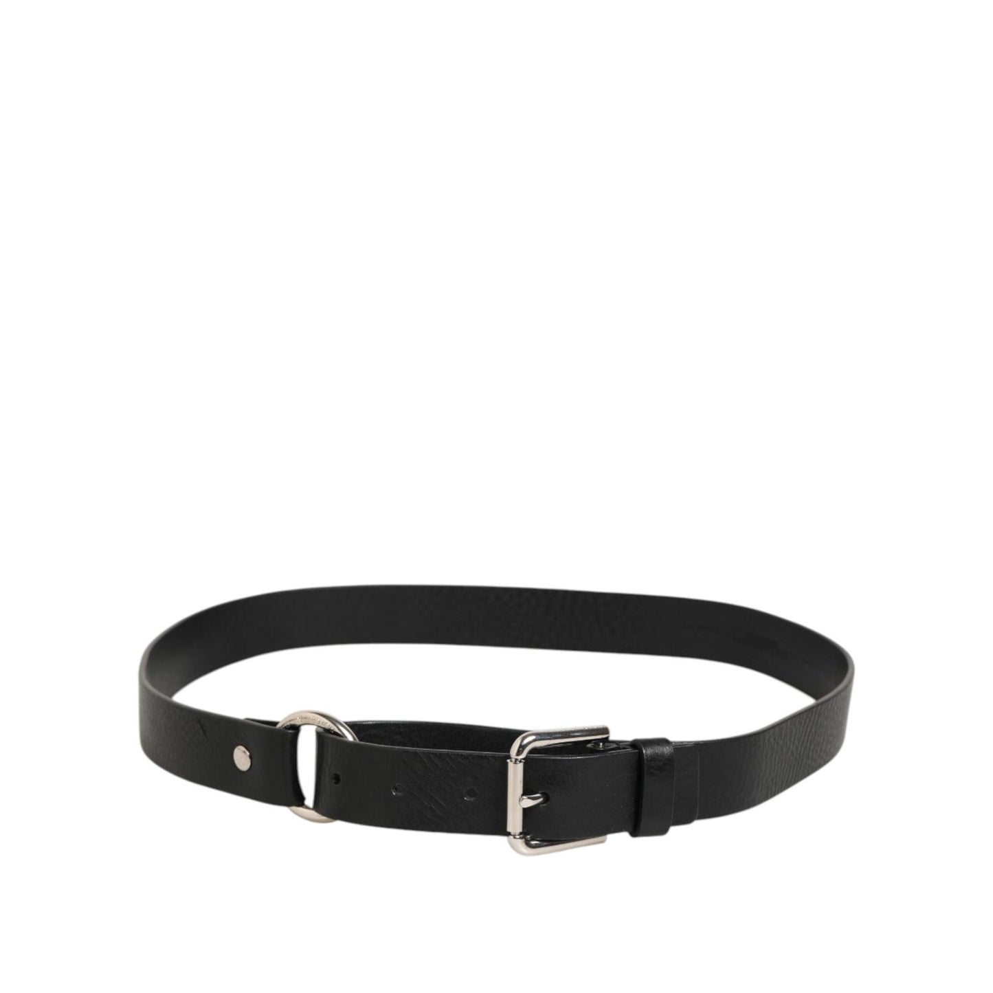 Dolce & Gabbana Black Leather Classic Metal Logo Buckle Belt