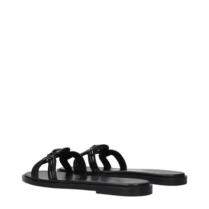 Versace Black Leather Slippers