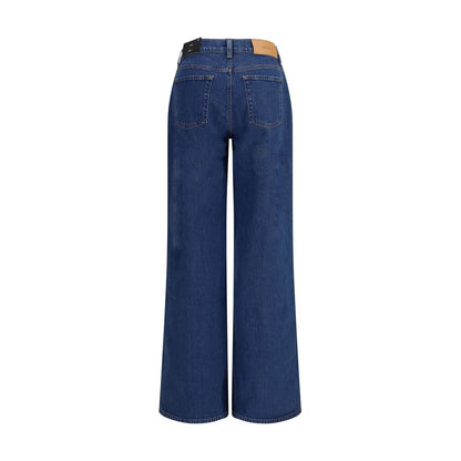 7FOR Blue Cotton High-Waisted Jean
