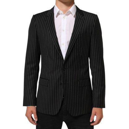 Dolce & Gabbana Black Stripes MARTINI 1 Button Suit Blazer