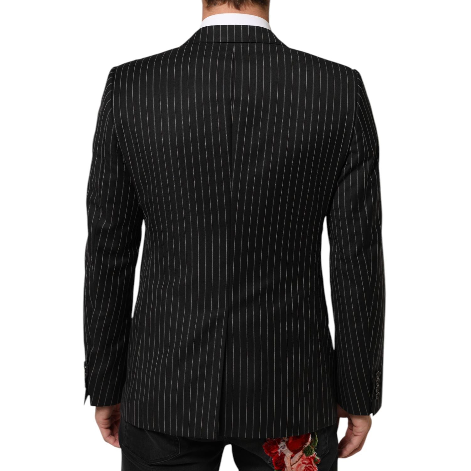 Dolce & Gabbana Black Stripes MARTINI 1 Button Suit Blazer