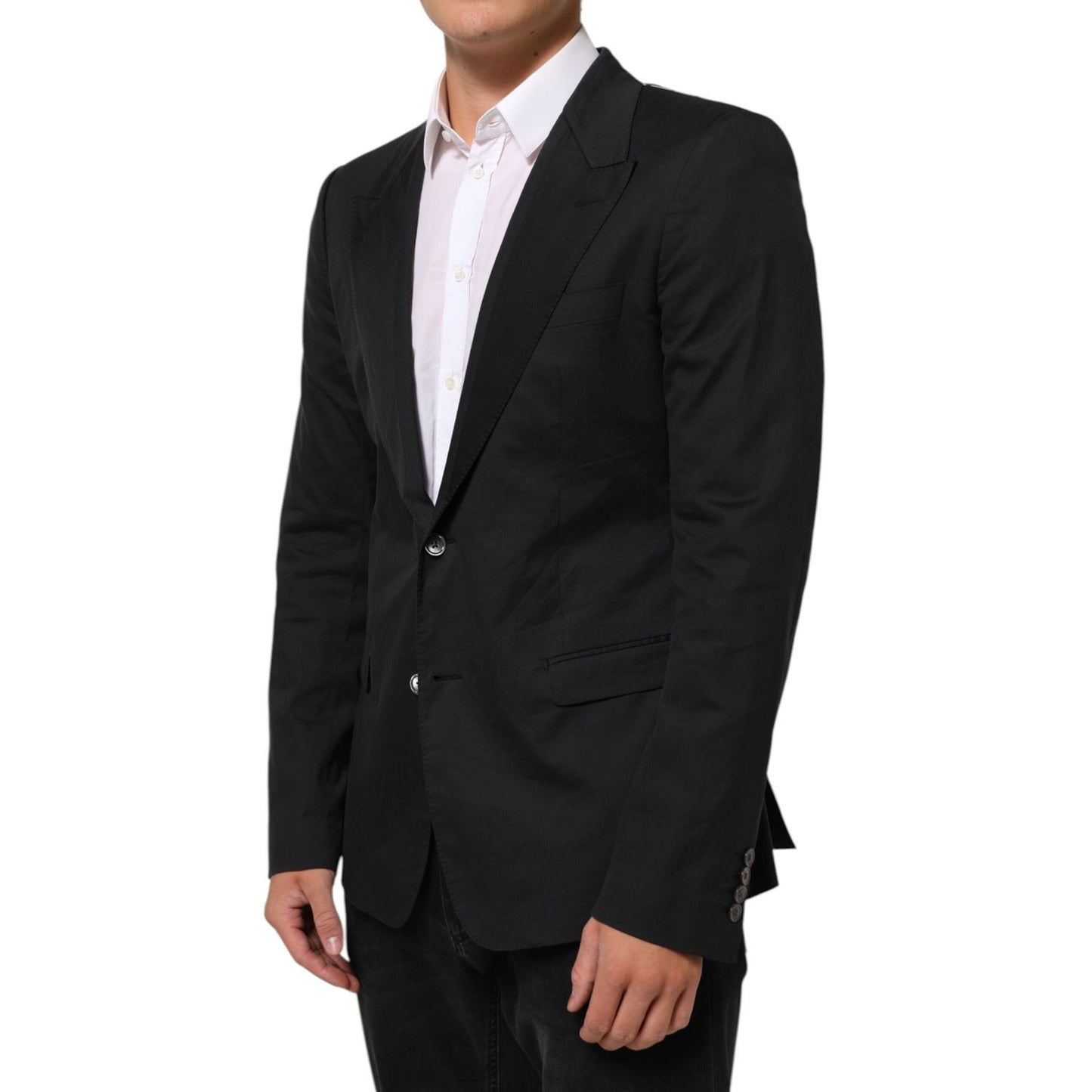 Dolce & Gabbana Black Cotton 2 Buttons Suit Jacket Blazer
