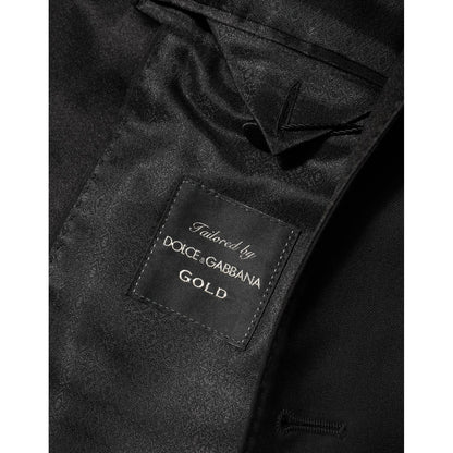 Dolce & Gabbana Black Wool GOLD 1 Button Men Suit Blazer