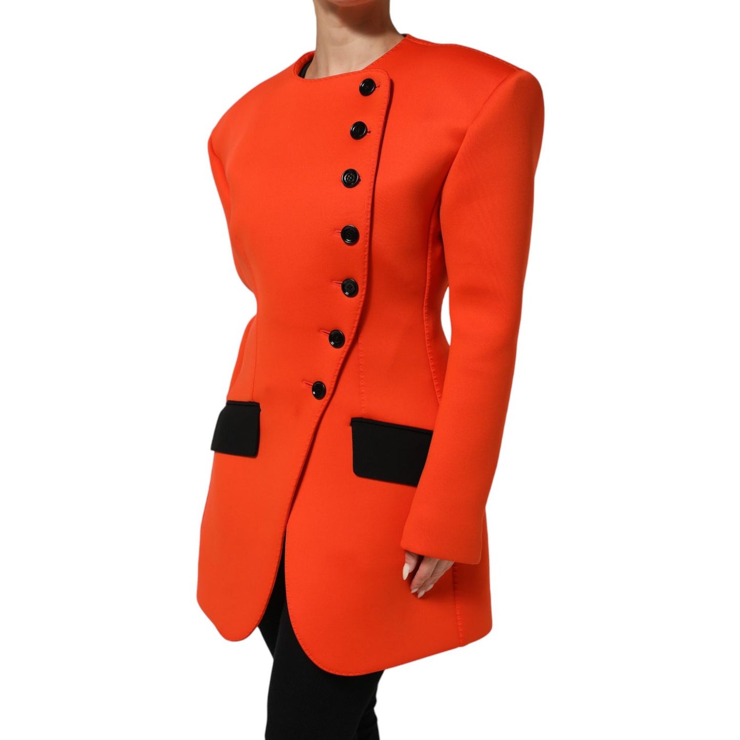 Dolce & Gabbana Red Buttoned Down Women Trench Coat Jacket