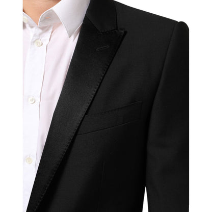 Dolce & Gabbana Black Wool MARTINI 2 Button Men Suit Blazer