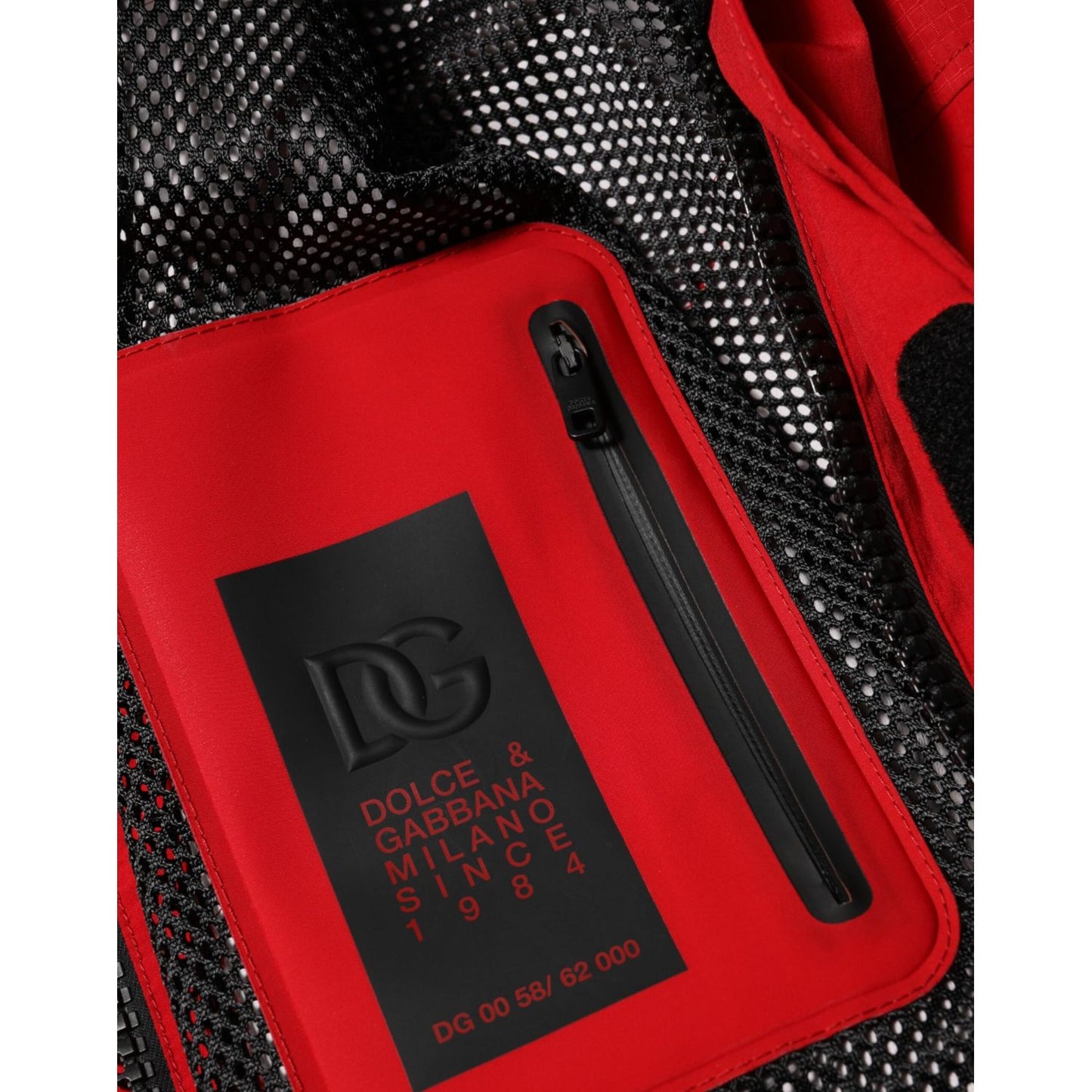 Dolce & Gabbana Red Nylon Hooded Men Full Zip Parka Jacket