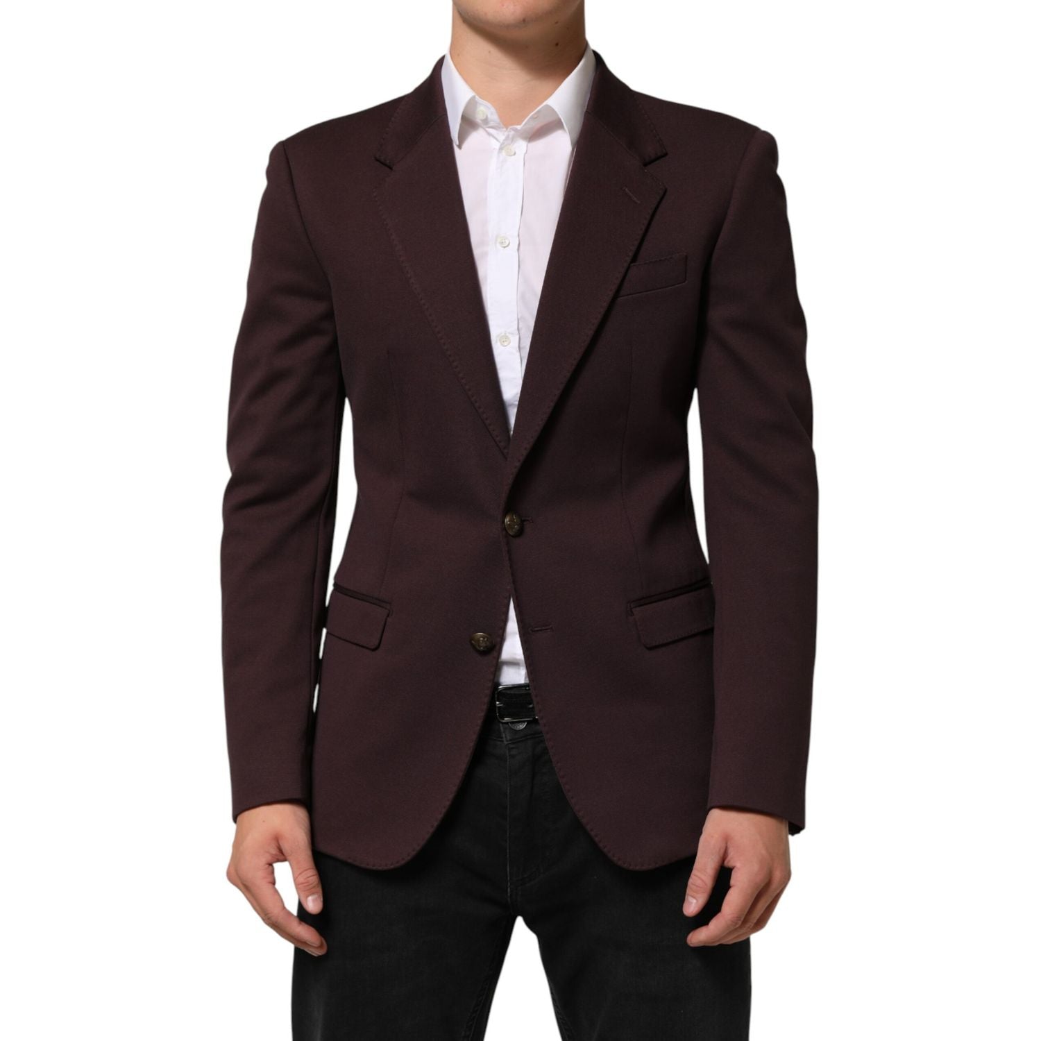 Dolce & Gabbana Maroon Cotton 2 Buttons Suit Jacket Blazer