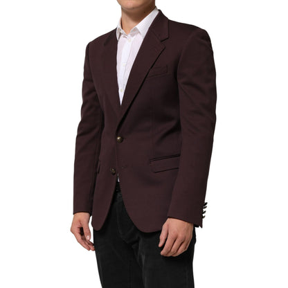 Dolce & Gabbana Maroon Cotton 2 Buttons Suit Jacket Blazer