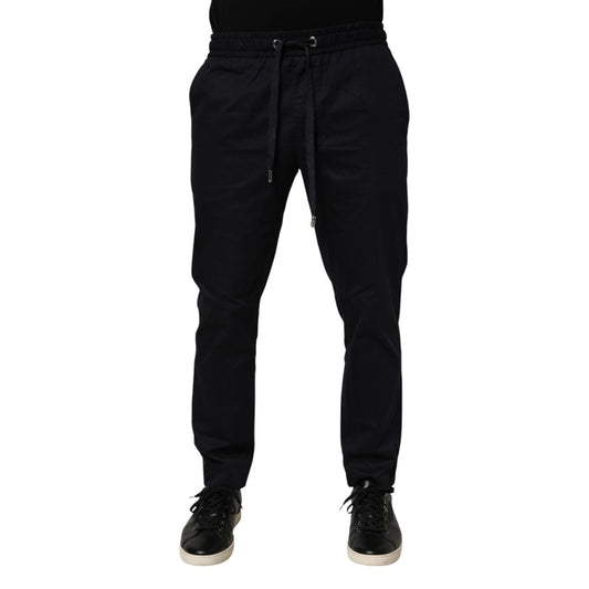 Dolce & Gabbana Black Mid Waist Drawstring Men Jogger Pants