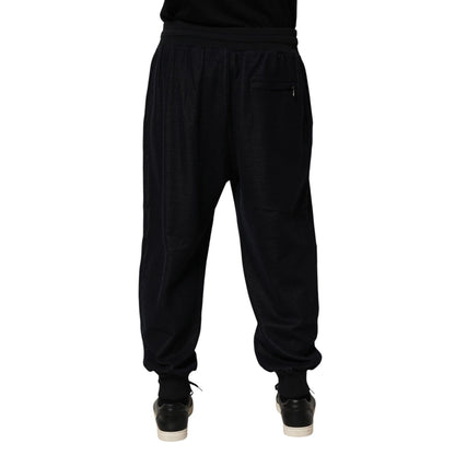 Dolce & Gabbana Black Cotton Blend Drawstring Jogger Jogger Pants