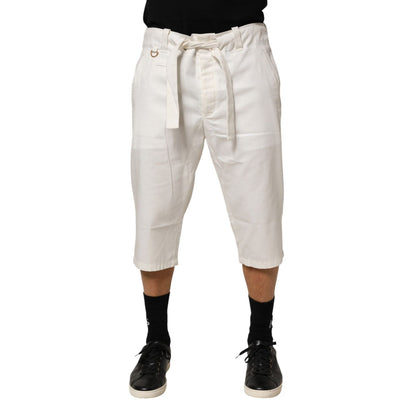 Dolce & Gabbana White Cotton Stretch Cropped Trouser Pants