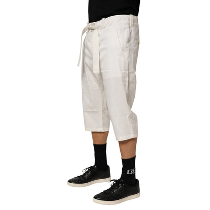 Dolce & Gabbana White Cotton Stretch Cropped Trouser Pants