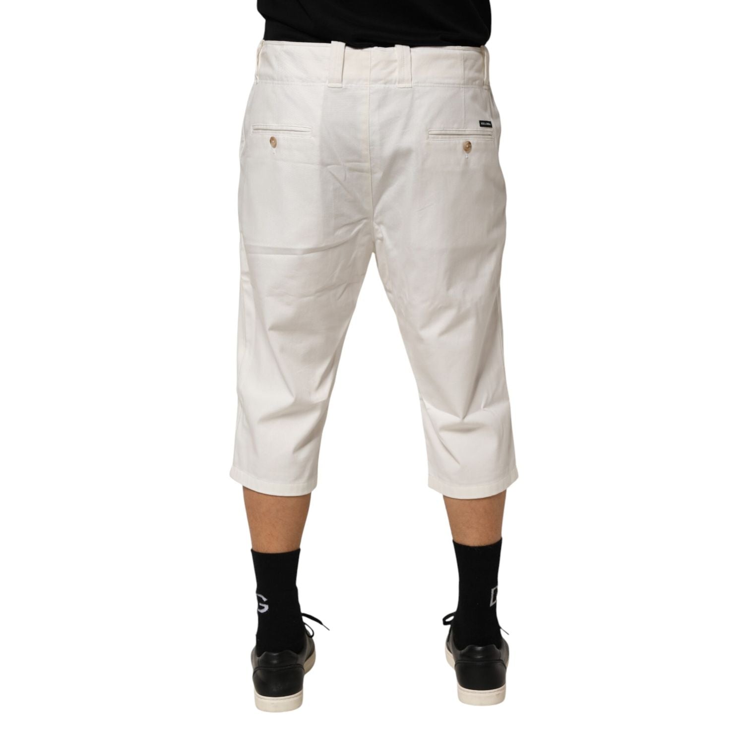 Dolce & Gabbana White Cotton Stretch Cropped Trouser Pants
