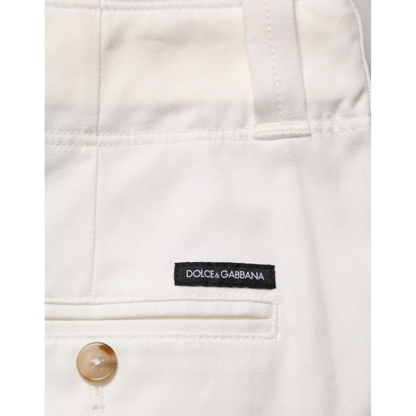Dolce & Gabbana White Cotton Stretch Cropped Trouser Pants