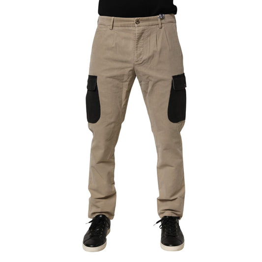 AT.P.CO Beige Mid Waist Skinny Men Cargo Chino Trouser Pants